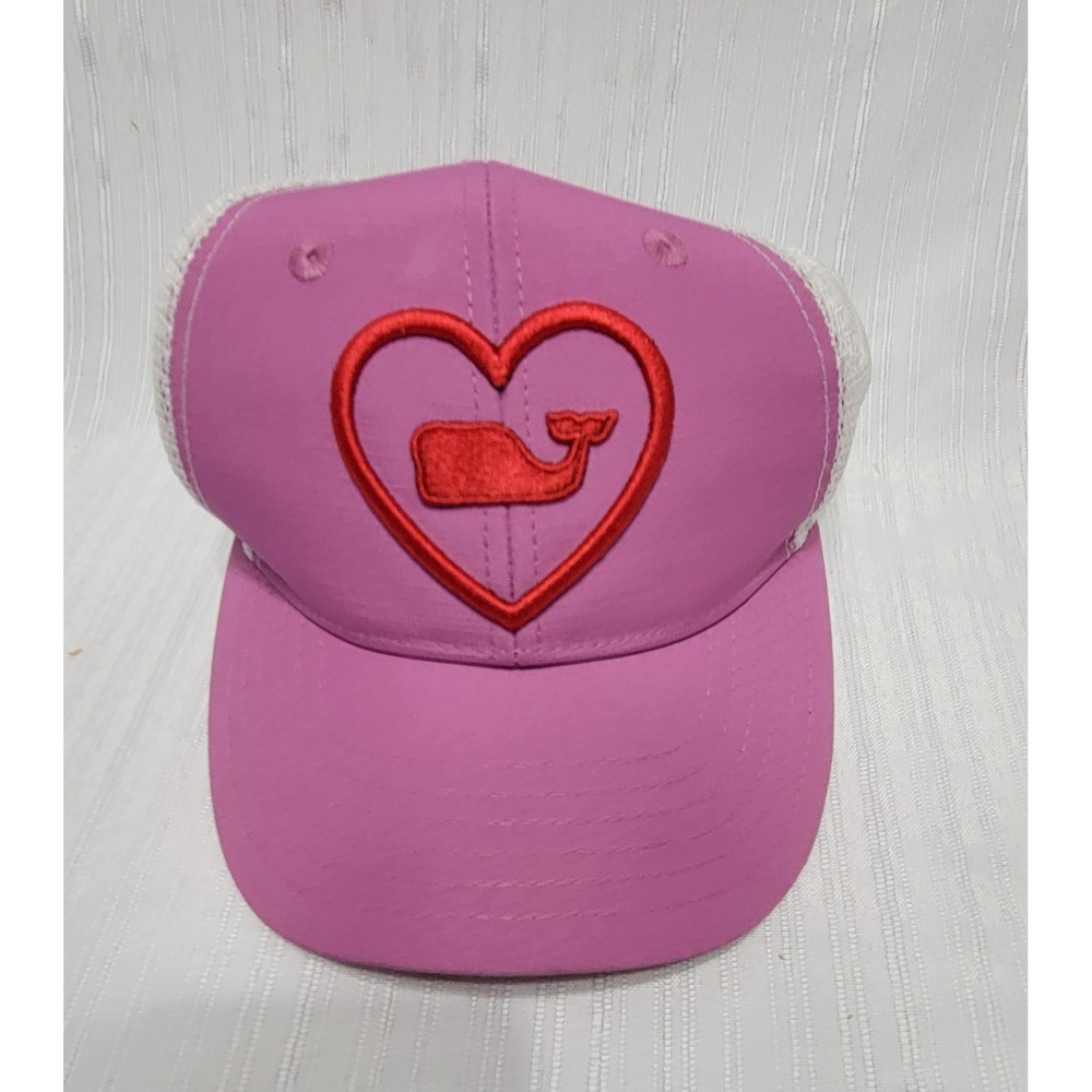 Vineyard Vines Pink Whale Heart Logo Trucker Hat Mesh Snapback Baseball Cap